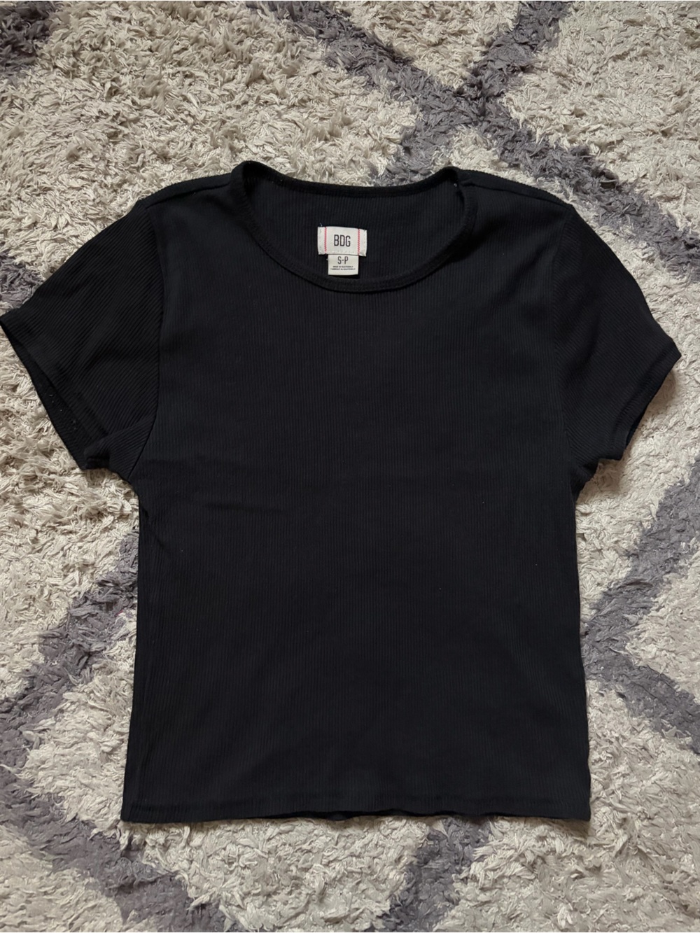 BDG Black Ribbed Crop Top
